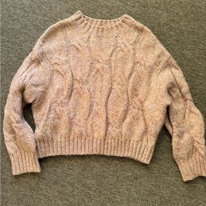 Women's Cable Knit Sweater - Blush Pink